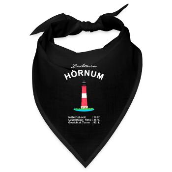 Leuchtturm Hörnum auf Sylt, Zeichnung - Bandana Dreieckstuch - Schwarz - Vorne