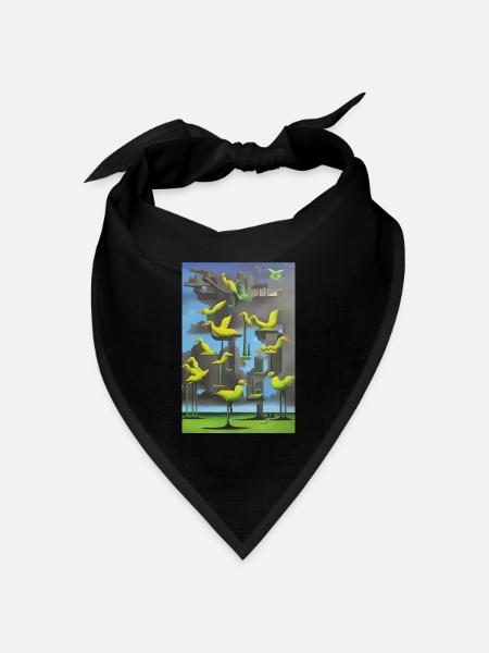 Enten im Baum - Bandana Dreieckstuch - Schwarz