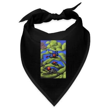 Frösche auf Pflanze - Bandana Dreieckstuch - Schwarz - Vorne