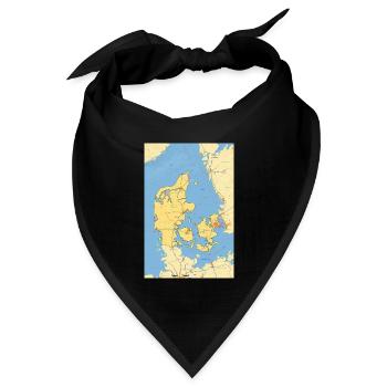 Dänemark Karte mit Städten Straßen Flüssen Seen - Bandana Dreieckstuch - Schwarz - Vorne