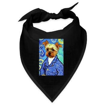 Yorkshire Terrier Van Gogh Stil | Terrier Liebhaber - Bandana Dreieckstuch - Schwarz - Vorne