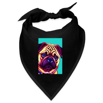 Mops Hund - Bandana Dreieckstuch - Schwarz - Vorne