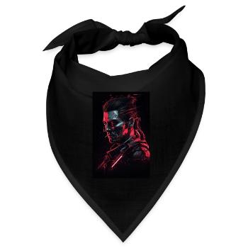 Neon Cyber Warrior Portrait #2 - Bandana Dreieckstuch - Schwarz - Vorne