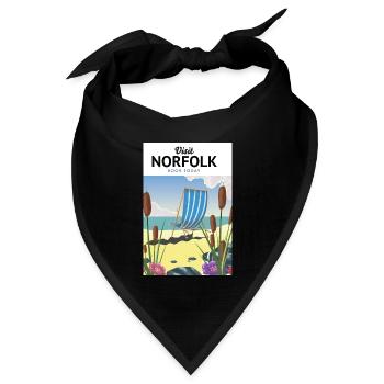 Norfolk Seaside Travel Poster - Bandana Dreieckstuch - Schwarz - Vorne