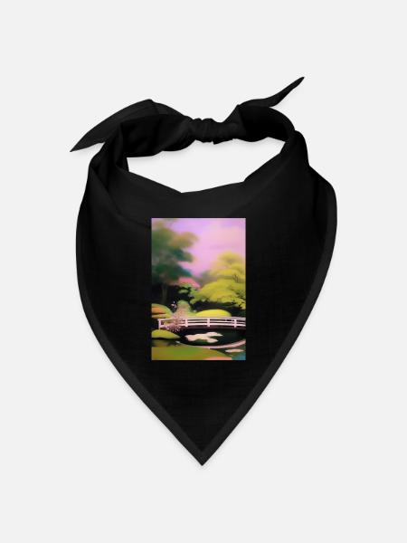 Chinesischer Zen Garten - Bandana Dreieckstuch - Schwarz