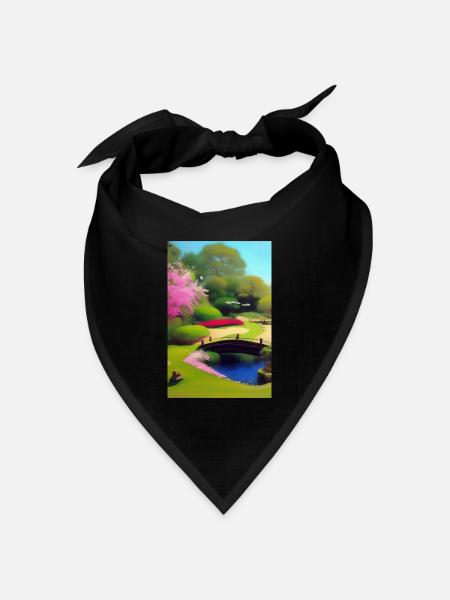 Chinesischer Zen Garten - Bandana Dreieckstuch - Schwarz