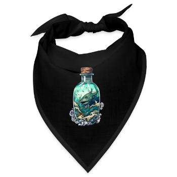 Ozean Flasche Zeichnung - Bandana Dreieckstuch - Schwarz - Vorne
