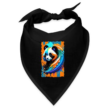 Buntes Kunst Potrait Panda 1.2 - Bandana Dreieckstuch - Schwarz - Vorne