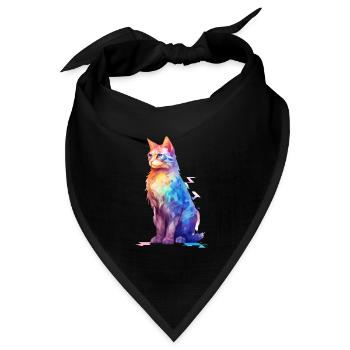 Lebendige Oberteile mit Katzenmotiven - Bandana Dreieckstuch - Schwarz - Vorne