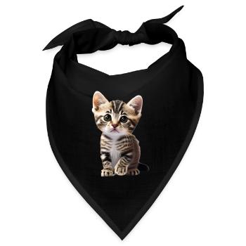 Süße jungen Katze wartet auf Streicheleinheiten - Bandana Dreieckstuch - Schwarz - Vorne