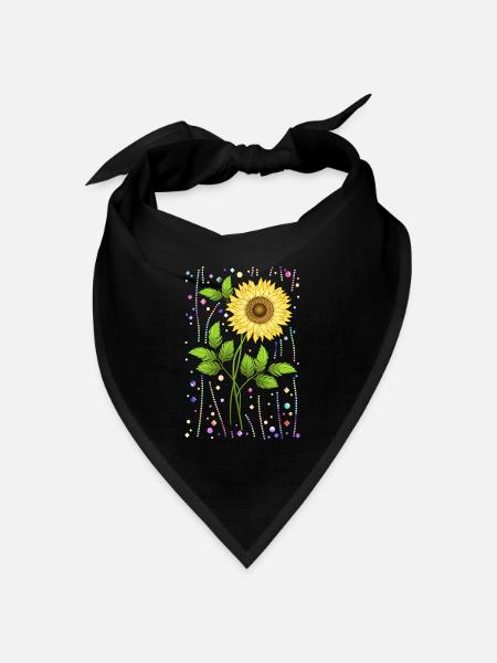 Blume - Bandana Dreieckstuch - Schwarz