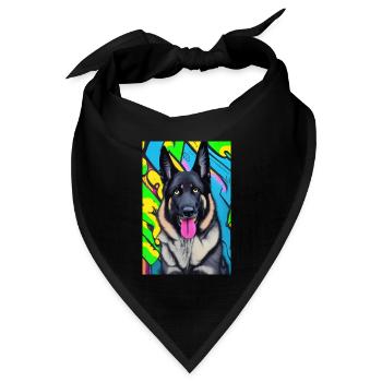 Modernes Pop-Art Print | bunt | German Shepard - Bandana Dreieckstuch - Schwarz - Vorne