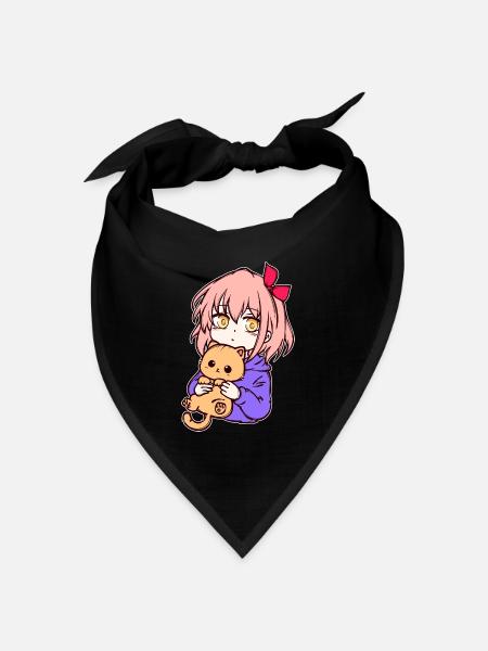 Anime Mädchen Manga Zeichentrick Comic Mangastyle - Bandana Dreieckstuch - Schwarz