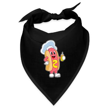 Hotdog Koch Senf Kochen - Bandana Dreieckstuch - Schwarz - Vorne