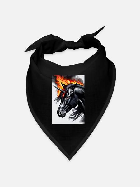 Schwarzes Einhorn - Bandana Dreieckstuch - Schwarz
