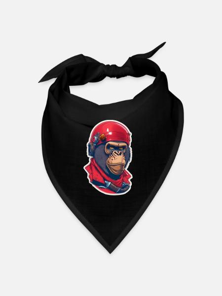 Gorilla Biker-Affe - Bandana Dreieckstuch - Schwarz