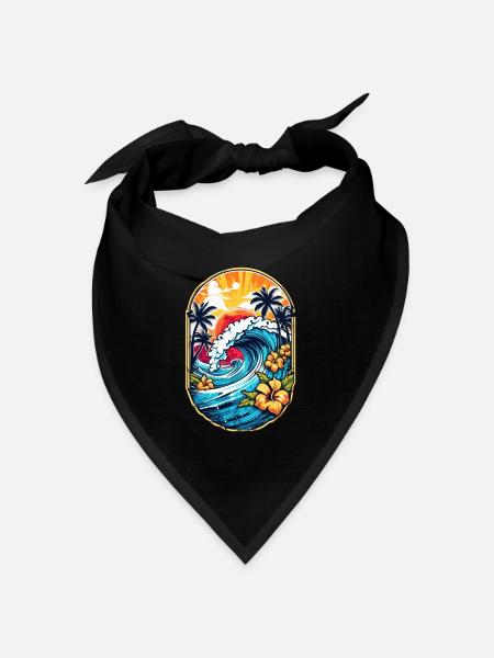 Surf Wave & Hawaii - Bandana Dreieckstuch - Schwarz