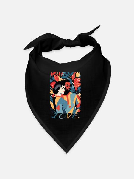 Abstrakte Kunst Mann und Frau - Bandana Dreieckstuch - Schwarz