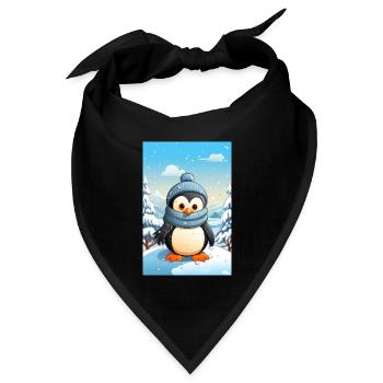 Pinguin im Winterwonderland - Bandana Dreieckstuch - Schwarz - Vorne