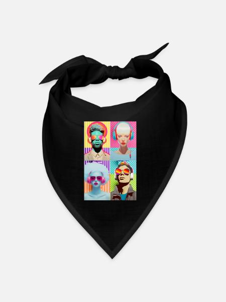 Musik Pop Art - Bandana Dreieckstuch - Schwarz
