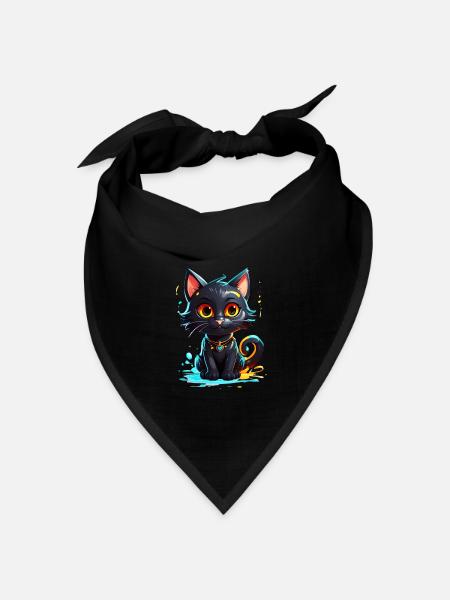Schwarzes Kätzchen - Bandana Dreieckstuch - Schwarz