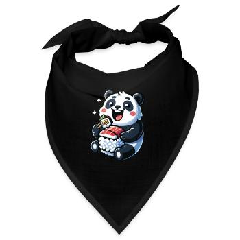 Panda Sushi Japanisches Essen - Bandana Dreieckstuch - Schwarz - Vorne