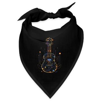 Ukulele Zeichnung - Bandana Dreieckstuch - Schwarz - Vorne