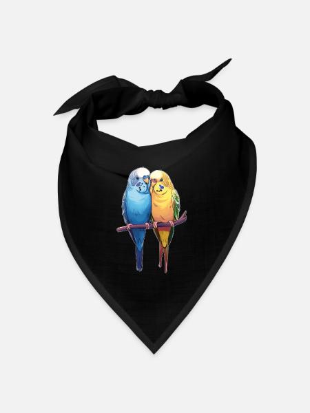 Wellensittichpaar Wellensittich - Bandana Dreieckstuch - Schwarz