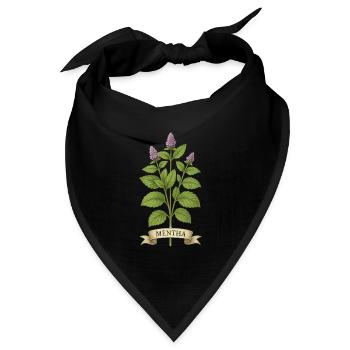 Mentha piperita | Frischer Atem der Natur - Bandana Dreieckstuch - Schwarz - Vorne