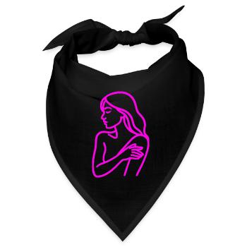 Line Art Frau Profil – Minimalistische - Bandana Dreieckstuch - Schwarz - Vorne