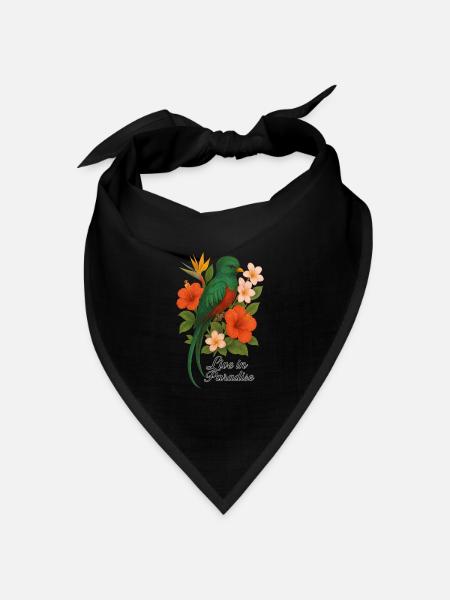 Live in Paradise – Tropischer Paradiesvogel - Bandana Dreieckstuch - Schwarz