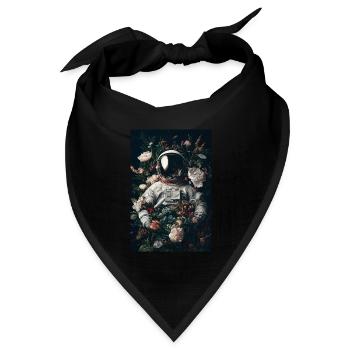 Astronaut in voller Blüte - Bandana Dreieckstuch - Schwarz - Vorne