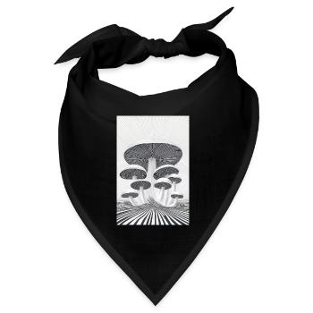 Optischer Pilzwald - Bandana Dreieckstuch - Schwarz - Vorne
