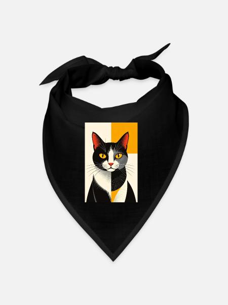 02 Avantgarde Katze R02 - Bandana Dreieckstuch - Schwarz