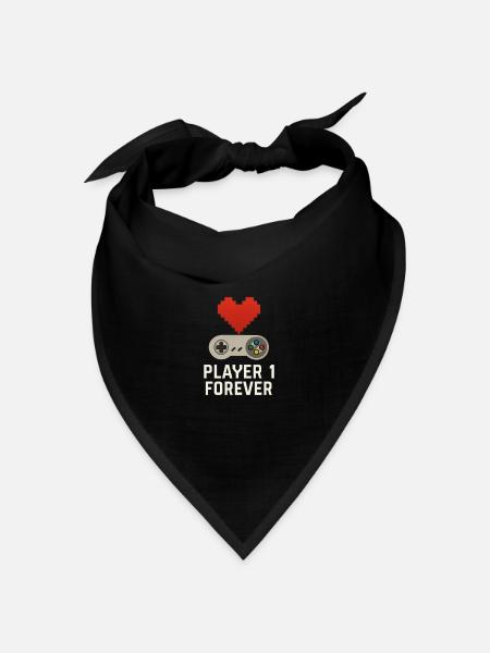 Retro-Gaming-Herz-Design - Bandana Dreieckstuch - Schwarz