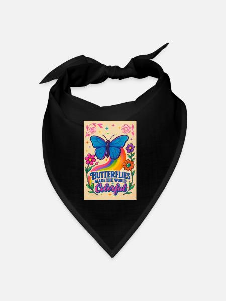 Schmetterling Farbwelt Motiv - Bandana Dreieckstuch - Schwarz