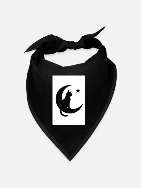 Mondkatze auf Mondschatten - Bandana Dreieckstuch - Schwarz