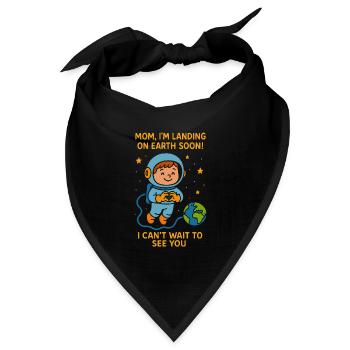 Mama Ich Lande Bald Baby Junge Weltraum Schwangerschaft - Bandana Dreieckstuch - Schwarz - Vorne