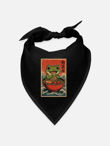 Frosch-Ramen Retro-Poster - Bandana Dreieckstuch - Schwarz