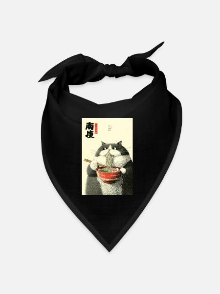 Ramen-Katzen-Ukiyo-e-Zauber - Bandana Dreieckstuch - Schwarz