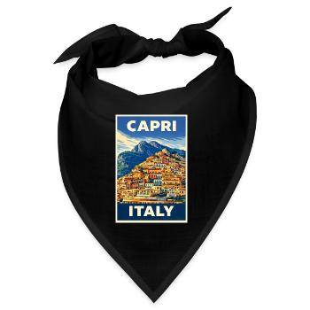 Capri Italy – Vintage Reiseposter Mediterran - Bandana Dreieckstuch - Schwarz - Vorne