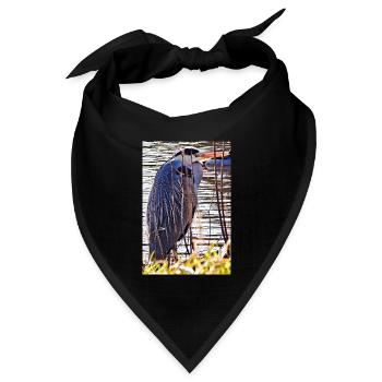 Graureiher am See - Naturfotografie Wildlife  - Bandana Dreieckstuch - Schwarz - Vorne