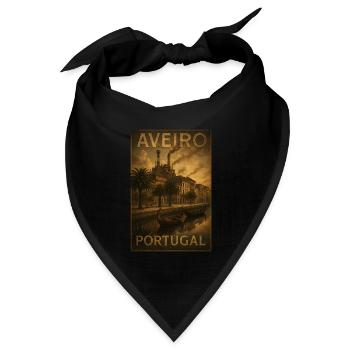 Aveiro Portugal – Steampunk Moliceiro Reise Poster - Bandana Dreieckstuch - Schwarz - Vorne
