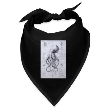 Oktopus-Bauplan-Skizze - Bandana Dreieckstuch - Schwarz - Vorne