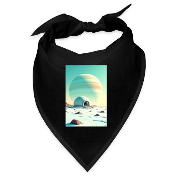 Retro futuristische Weltraumlandschaften 1960er Jahre Ästhetik - Bandana Dreieckstuch - Schwarz - Vorne