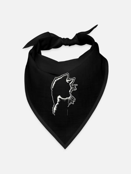 Katzensilhouette | Minimalistisches Design - Bandana Dreieckstuch - Schwarz