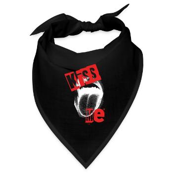 KISS me Kussmund Lippen Grunge Statement Design - Bandana Dreieckstuch - Schwarz - Vorne