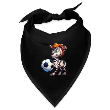 Zebra Fußballer Sportfan - Bandana Dreieckstuch - Schwarz - Vorne