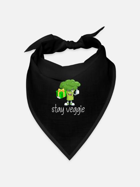 Brokkoli Vegetarisch Geschenk - Bandana Dreieckstuch - Schwarz