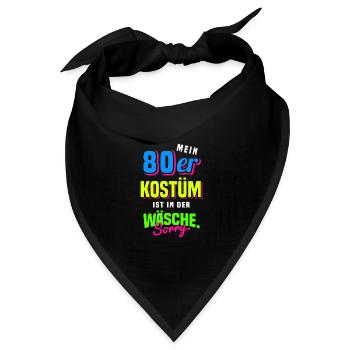 80er Jahre Mottoparty 1980er Achtziger Kostüm - Bandana Dreieckstuch - Schwarz - Vorne